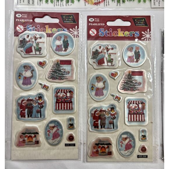 Christmas Stickers Rub Ons Die Cuts Buttons Snowman Winter Lot of 16 NEW - Picture 2 of 13